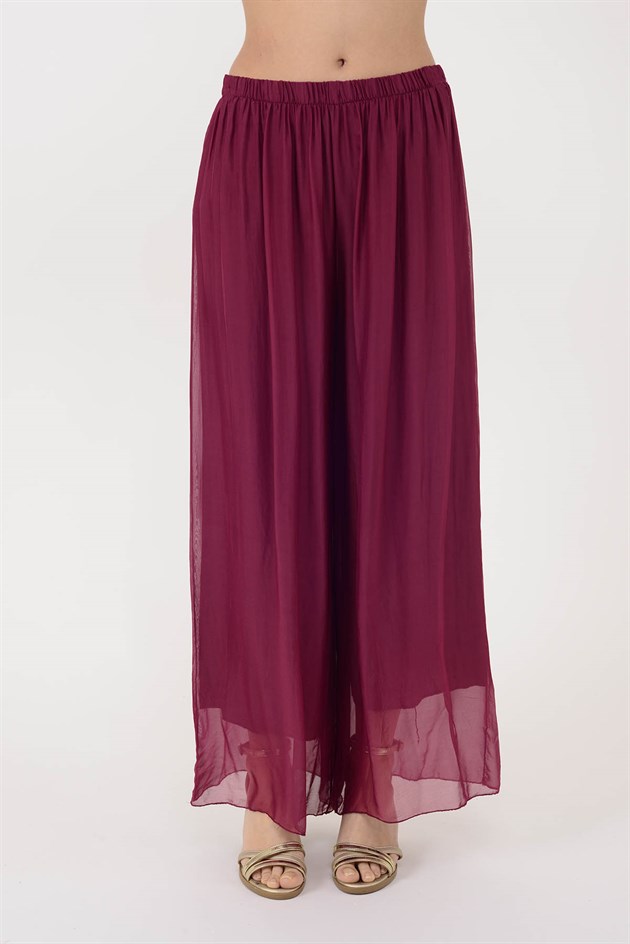 SN015 BELİ LASTİKLİ İPEK PANTOLON