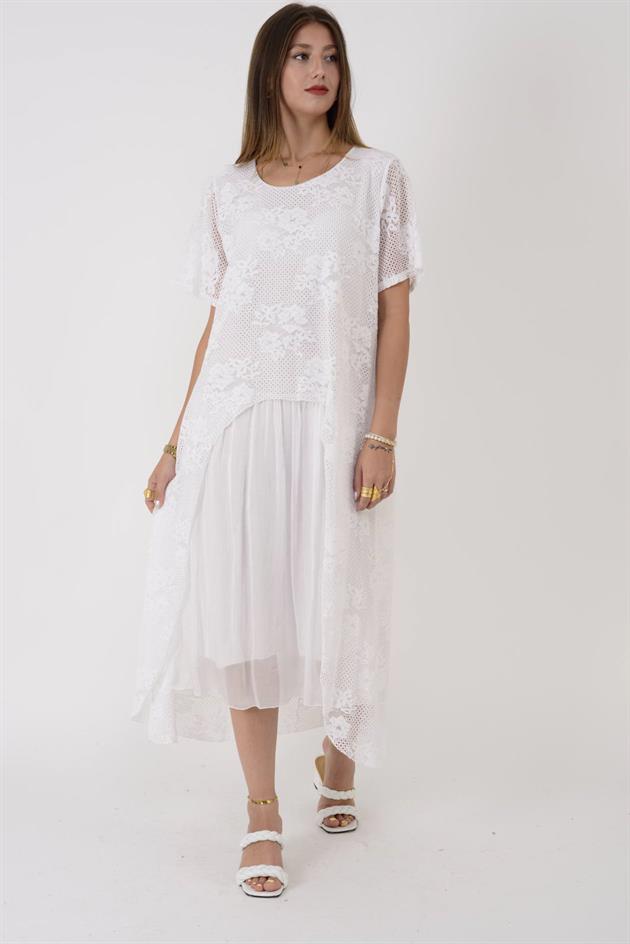 SN693 İPEK ASTARLI GÜPÜR DANTEL ELBİSE