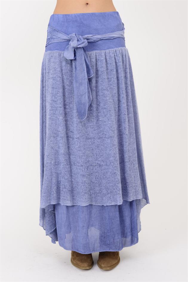 SN880 FİYONK DETAYLI KATLI TRİKOLU İPEK ETEK