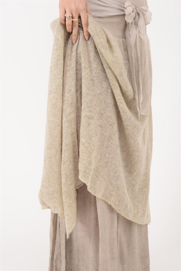 SN880 FİYONK DETAYLI KATLI TRİKOLU İPEK ETEK