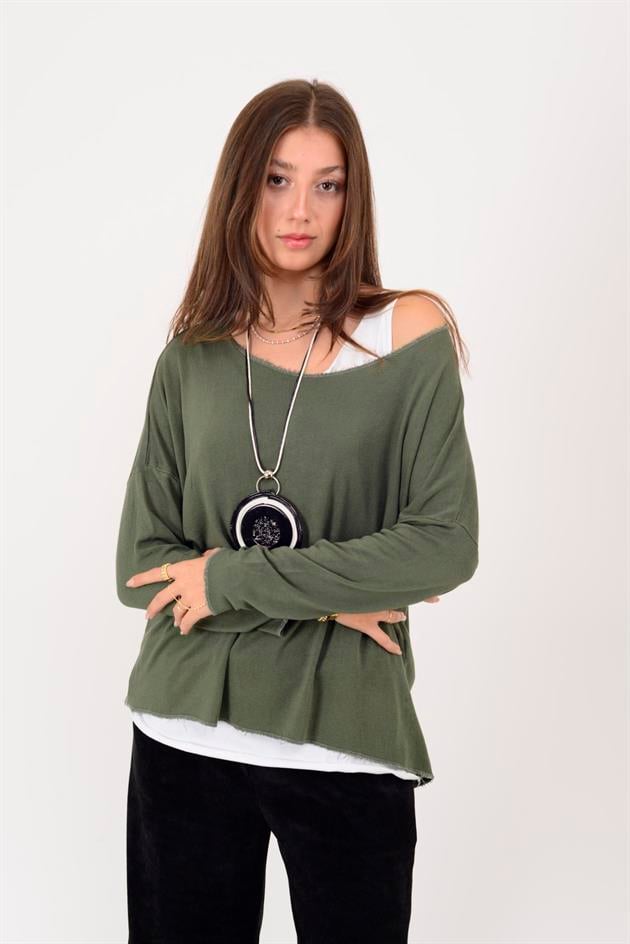 TK10100 SİM DETAYLI 2Lİ TRİKO BLUZ