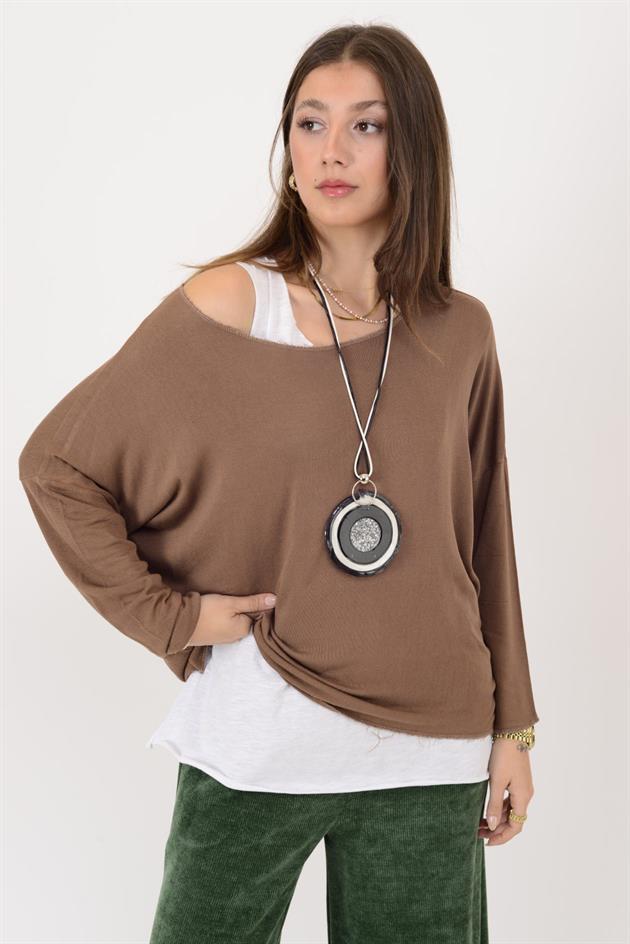 TK10100 SİM DETAYLI 2Lİ TRİKO BLUZ