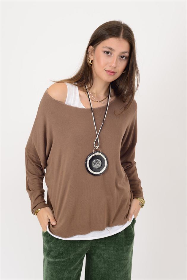 TK10100 SİM DETAYLI 2Lİ TRİKO BLUZ