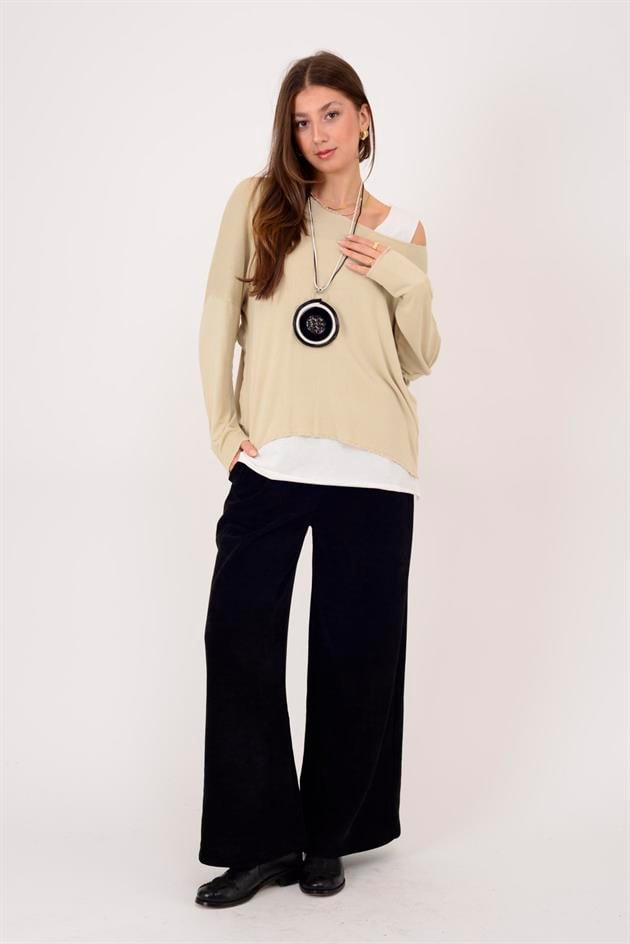 TK10100 SİM DETAYLI 2Lİ TRİKO BLUZ