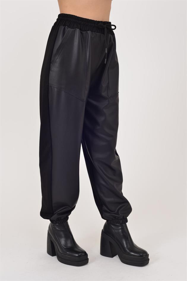 TK20700 TERRA PAÇASI LASTİKLİ DERİ PANTOLON