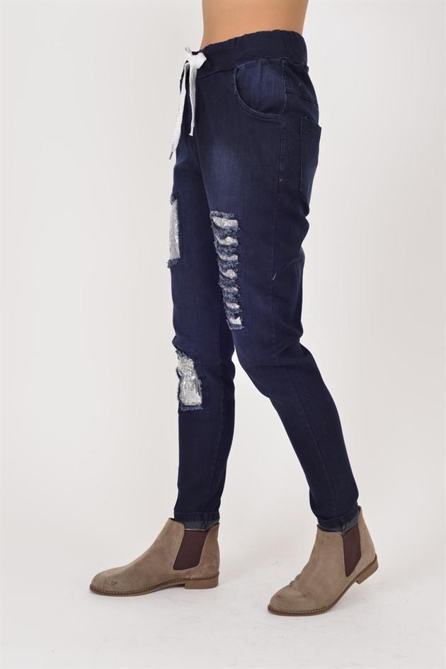 TK21722 TERRA PAYET DETAYLI LİKRALI PANTOLON