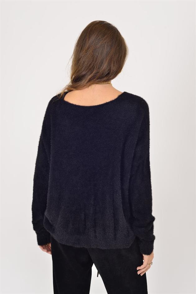 Y187 YAPRAK BASKILI ANGORA BLUZ