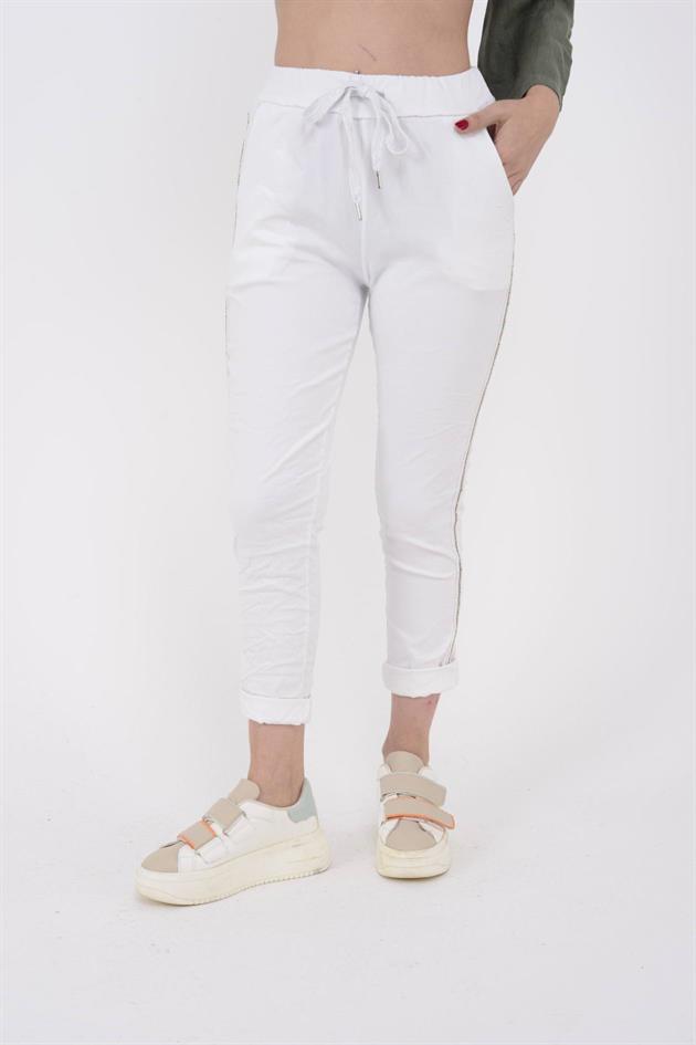 8162 YANLARI TAŞ DETAYLI GABARDİN PANTOLON