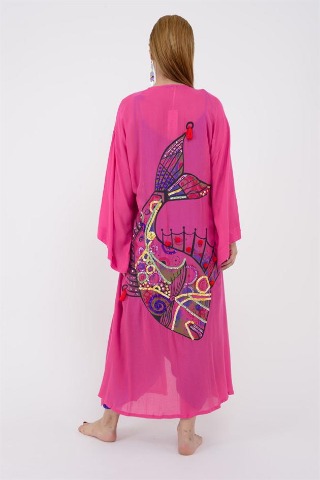 T-552 FISH BOHO KİMONO