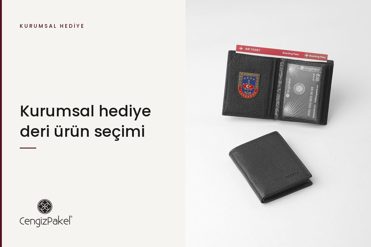 Kurum amblemli siyah deri erkek portföy