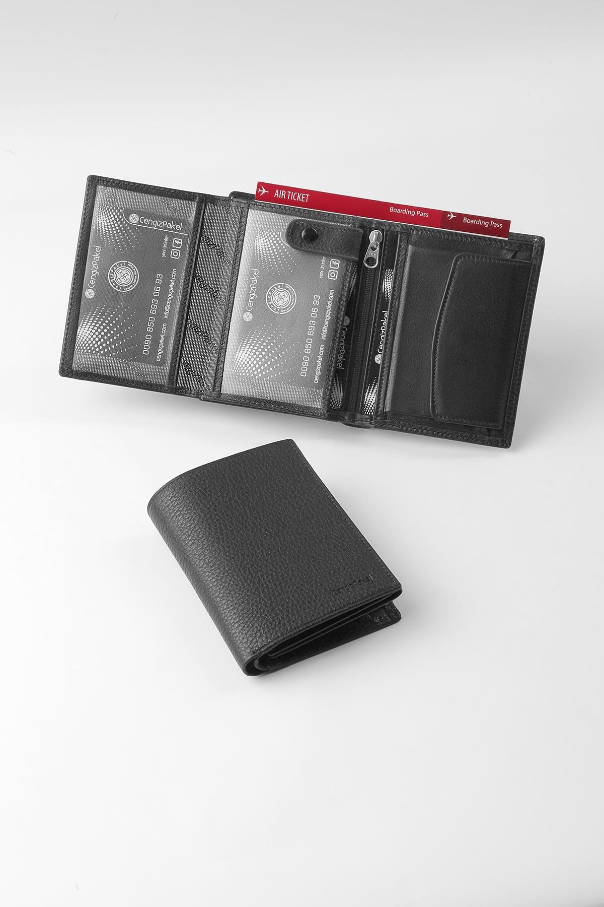 Cengiz Pakel Cengiz Pakel Hakiki Deri Erkek Cüzdan 13690-Siyah
