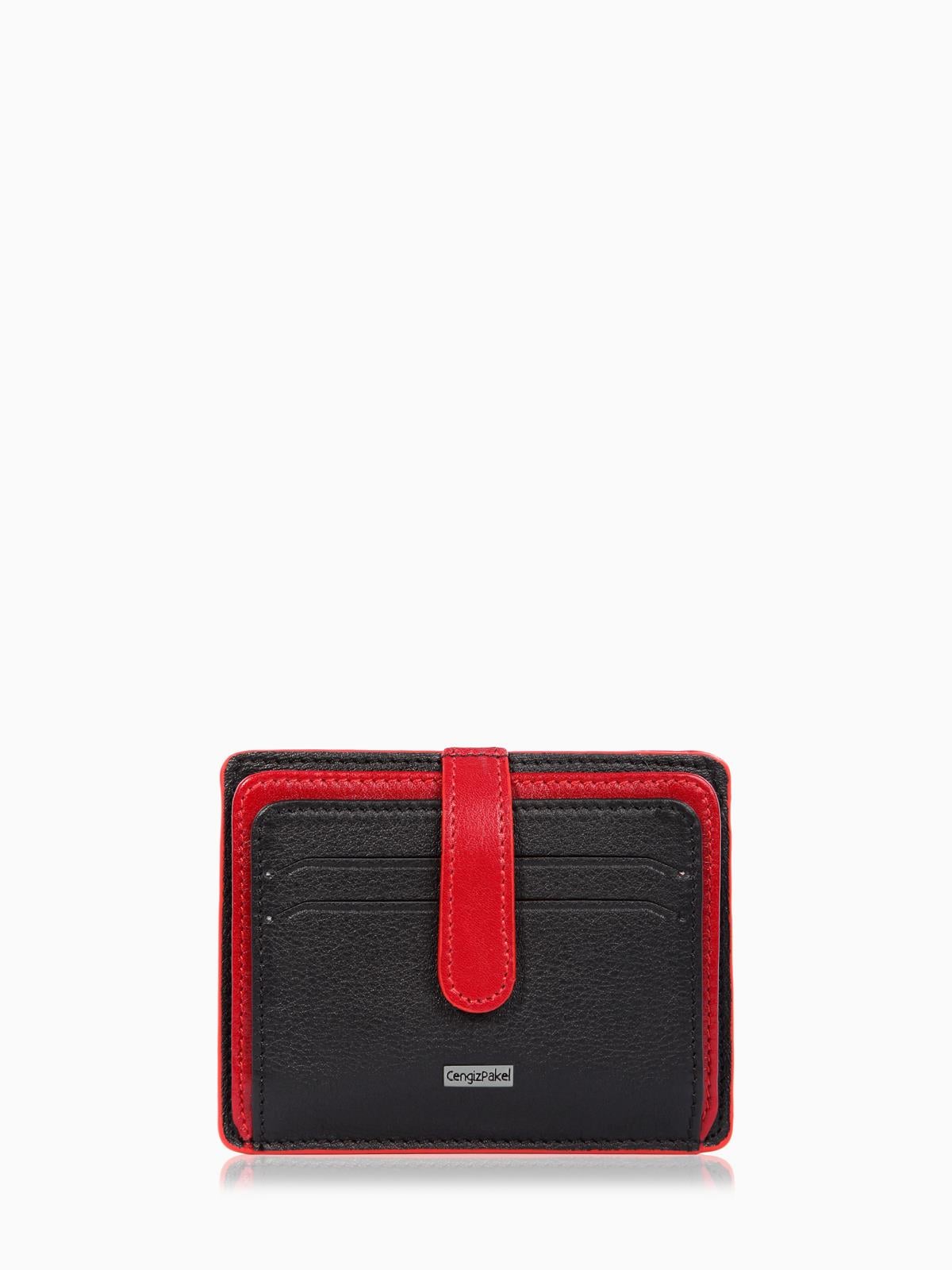 Cengiz Pakel Cengiz Pakel Hakiki Deri Kartlık 2453-Siyah-Kırmızı