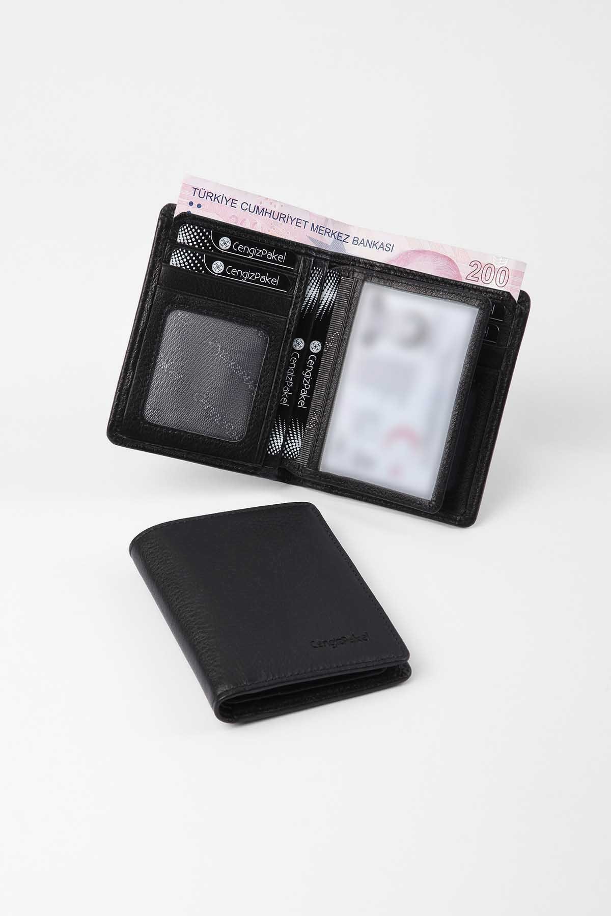 Cengiz Pakel Hakiki Deri Erkek Cüzdan 27453-Siyah