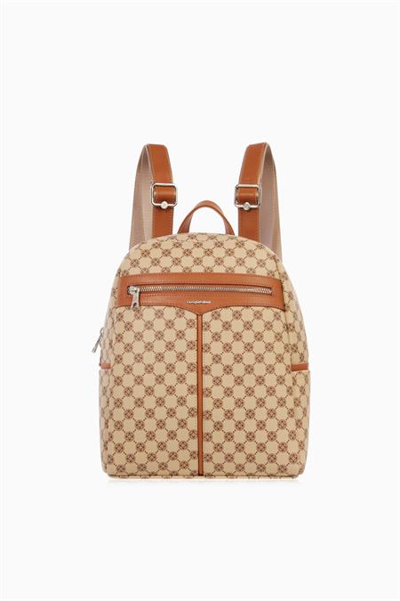 Cengiz Pakel Cengiz Pakel Monogram Kadın Sırt Çantası - 7368P - Vizon/Taba