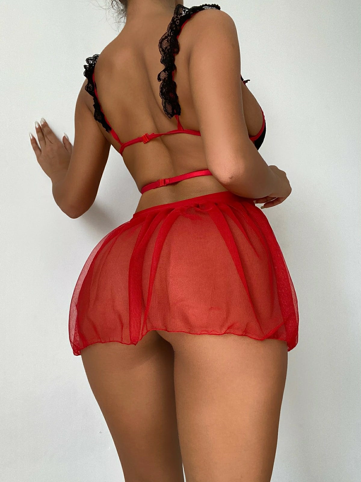 Kırmızı Seksi Mini Gecelik