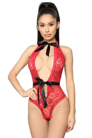 NightLight Boyun ve Bel Kısmı Fiyonklu Babydoll 3209