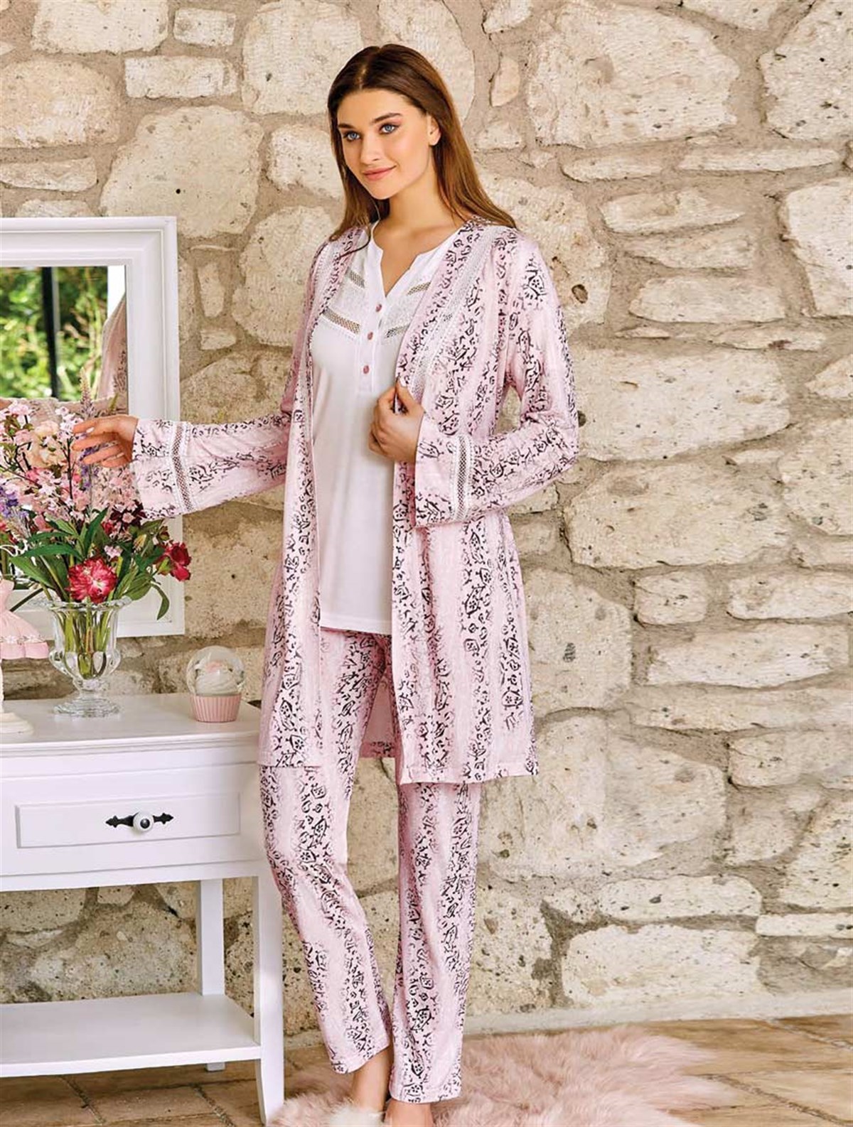 Flz 3'lü Sabahlıklı Pijama Takımı 31-212