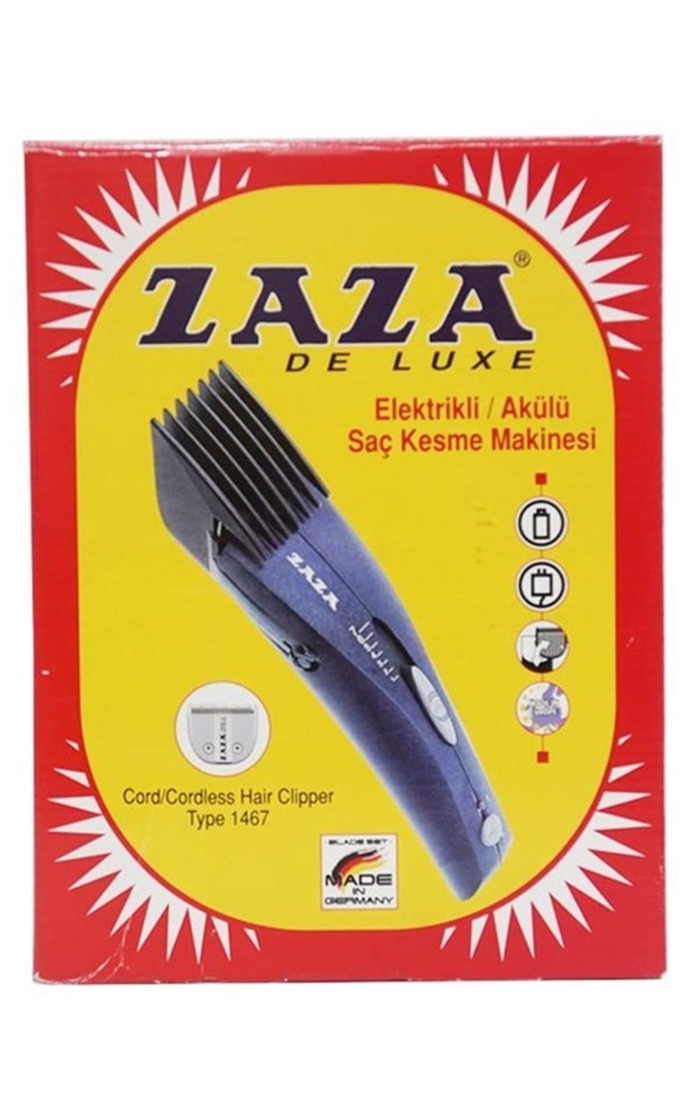 ZAZA DE LUXE 1467 ŞARJLI VE ELEKTRİKLİ SAÇ TIRAŞ ALETİ