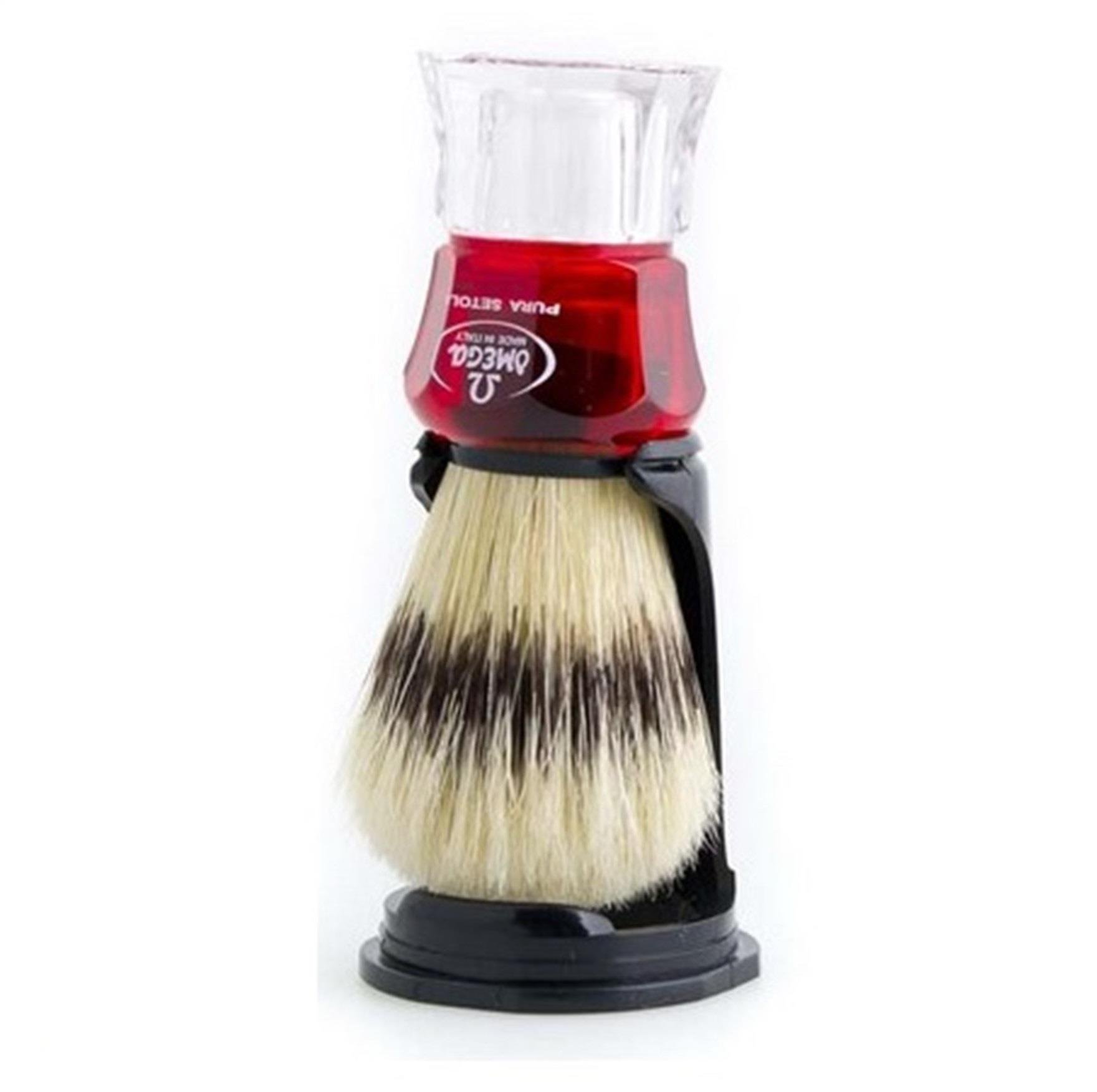 OMEGA TIRAŞ FIRÇASI / DOMUZ 81052  (STANDLI ORTA-KRİSTAL KIRMIZI)