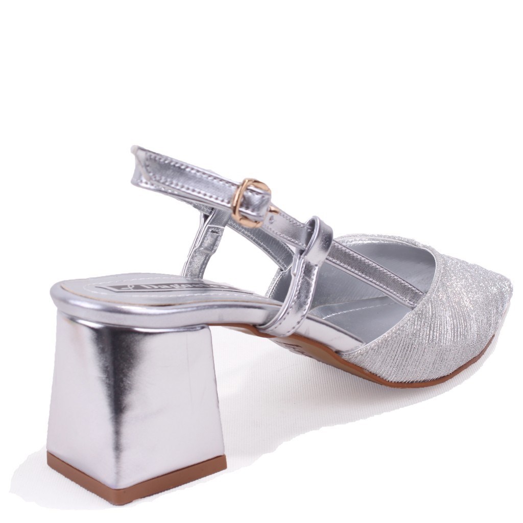 Dagoster DZA07-1296030 Gümüş 6,5 cm Kalın Topuklu Klasik Kadın Ayakkabı