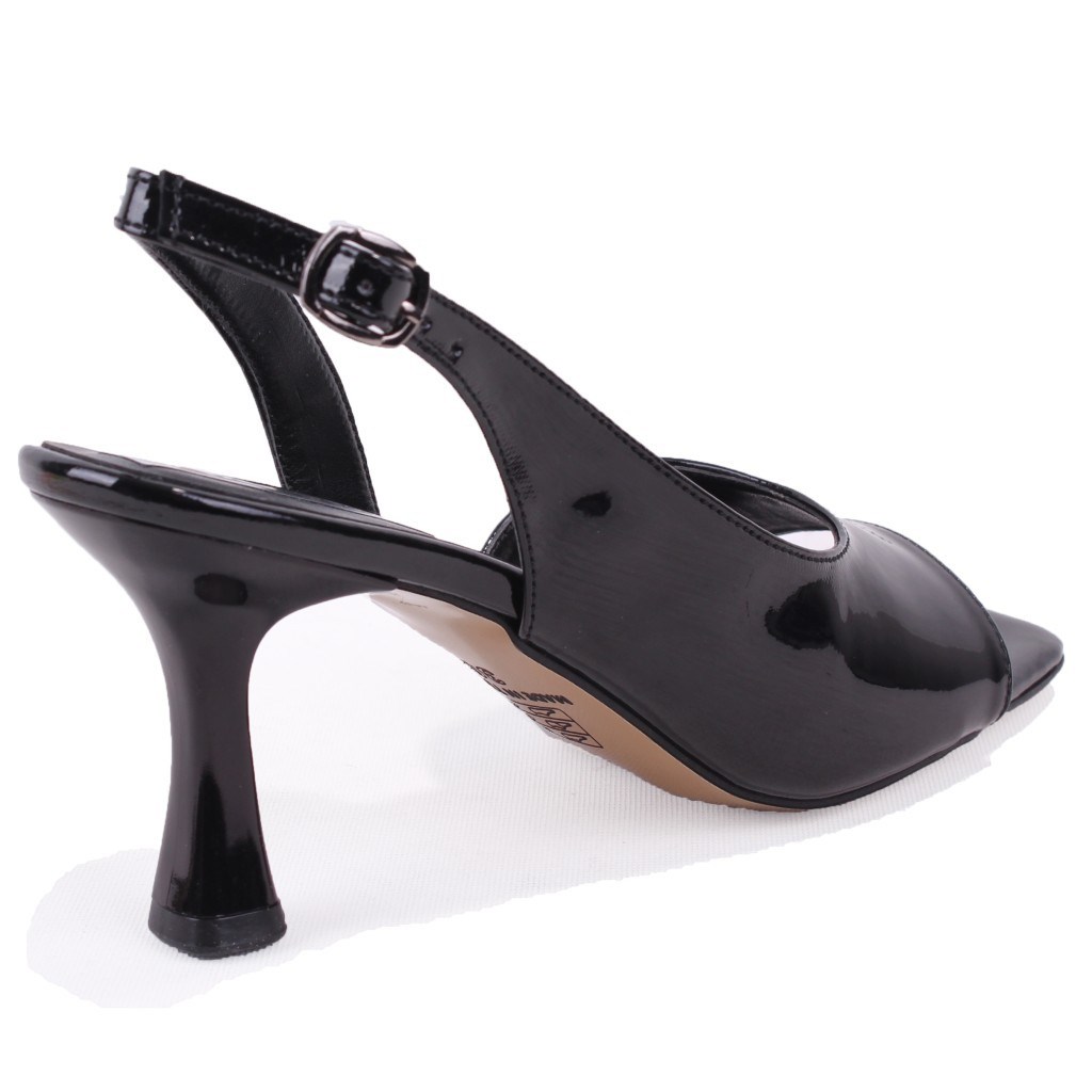 Dagoster DZA07-1296155 Siyah Rugan 7,5 cm İnce Topuklu Klasik Kadın Ayakkabı