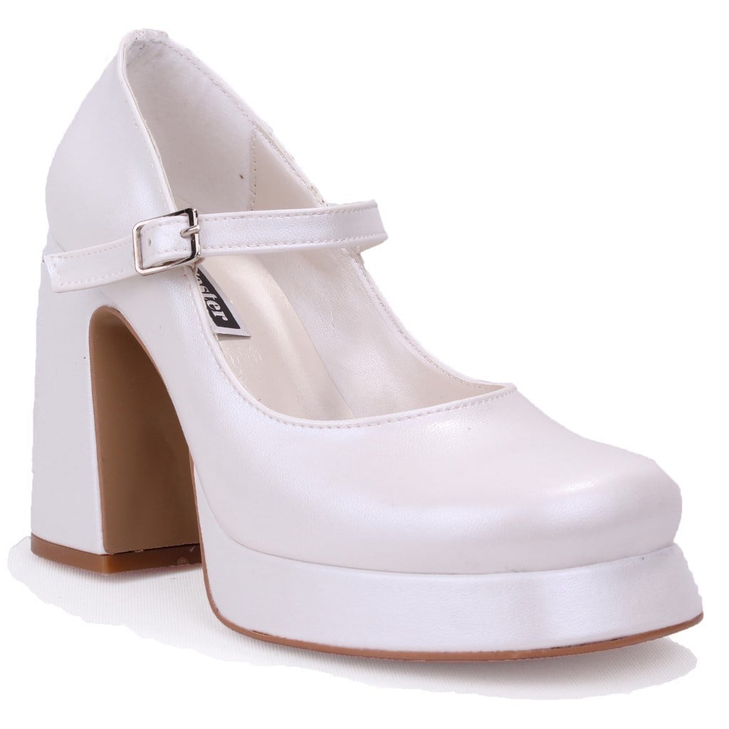 Dagoster DZA07-337565 Sedef 10 cm Kalın Topuklu Platform Kadın Ayakkabı