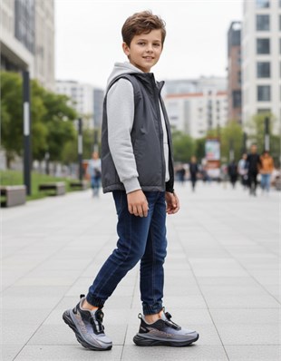 Buckhead 3116 Hynde Gri Oranj Ortopedik Su Geçirmez Günlük Erkek Çocuk Spor Ayakkabı