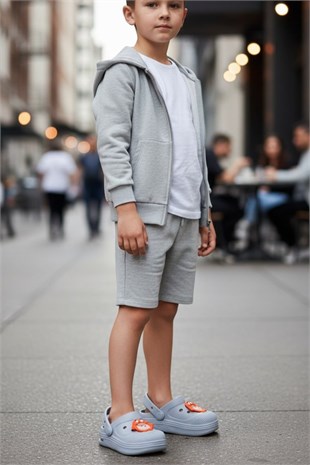 Dagoster DJA75-2316 Gri Ortopedik Günlük Işıklı Erkek Çocuk Cross Spor Terlik