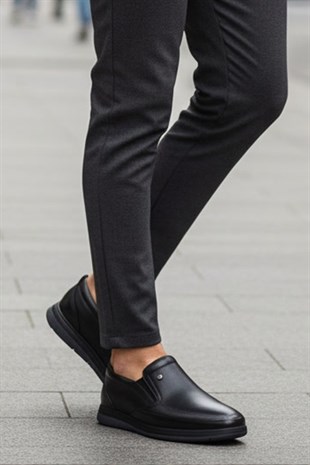 Dagoster DMA08-042 Siyah Ortopedik Günlük Erkek Deri Ayakkabı