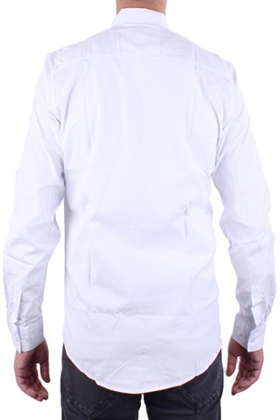 Dagoster DMG23-118783 Beyaz Poplin Günlük Normal Kalıp Uzun Kol Erkek Gömlek