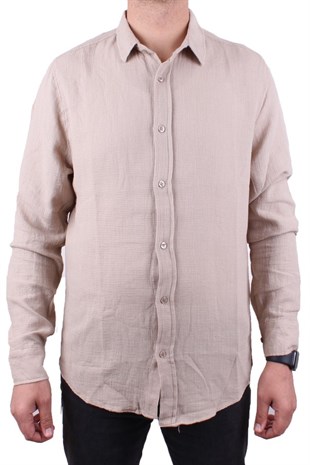 Dagoster DMG23-128281 Taş Günlük Normal Kalıp Uzun Kol Erkek Gömlek