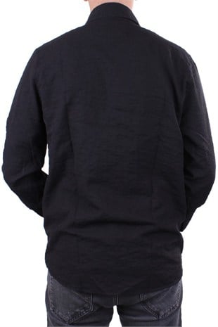 Dagoster DMG23-129627 Siyah  Günlük Normal Kalıp Uzun Kol Erkek Gömlek