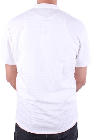 Dagoster DMG23-199598 Ekru Ottoman Örme Apaj Yaka Oversize Kalıp Kısa Kol Erkek Gömlek