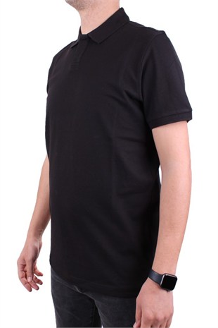 Dagoster DMG23-231319 Siyah Günlük Yarım Patlı Pike Polo Yaka Erkek Tişört