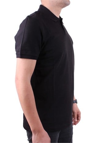 Dagoster DMG23-231319 Siyah Günlük Yarım Patlı Pike Polo Yaka Erkek Tişört