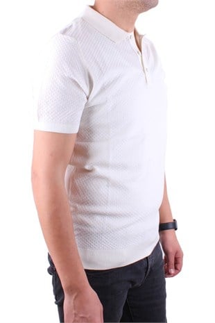Dagoster DMG23-511231 Ekru Günlük Polo Yaka Erkek Tişört