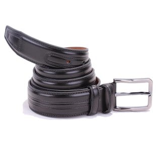 Dagoster DMK26-305DG Siyah 3,5 cm Hakiki Deri Erkek Kemer