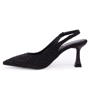 Dagoster DZA07-1143750 Siyah 7,5 cm İnce Topuklu Abiye Kadın Ayakkabı