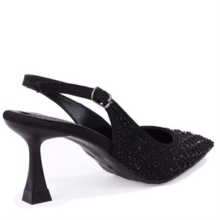 Dagoster DZA07-1143750 Siyah 7,5 cm İnce Topuklu Abiye Kadın Ayakkabı