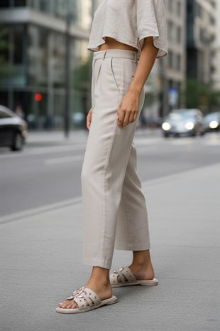 Dagoster DZA07-1270025 Bej Günlük Ortopedik Düz Taban Spor Kadın Terlik