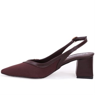 Dagoster DZA07-1296034 Kahve 7 cm Kalın Topuklu Klasik Kadın Ayakkabı