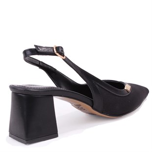 Dagoster DZA07-1296034 Siyah 7 cm Kalın Topuklu Klasik Kadın Ayakkabı