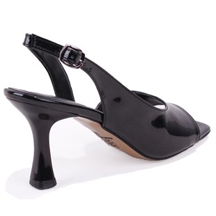 Dagoster DZA07-1296155 Siyah Rugan 7,5 cm İnce Topuklu Klasik Kadın Ayakkabı