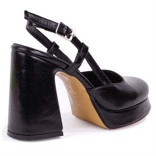 Dagoster DZA07-337560 Siyah 10 cm Kalın Topuklu Platform Kadın Ayakkabı