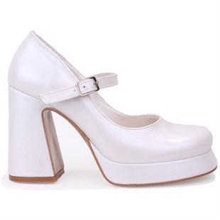 Dagoster DZA07-337565 Sedef 10 cm Kalın Topuklu Platform Kadın Ayakkabı