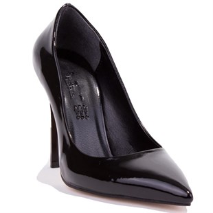 Dagoster DZA07-388460 Siyah Rugan 10,5 cm İnce Topuklu Stiletto Kadın Ayakkabı