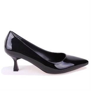 Dagoster DZA07-388499 Siyah Rugan 6 cm İnce Topuklu Stiletto Kadın Ayakkabı