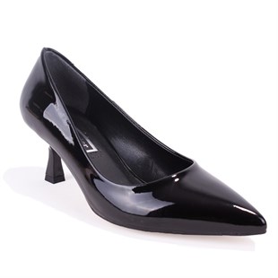 Dagoster DZA07-388499 Siyah Rugan 6 cm İnce Topuklu Stiletto Kadın Ayakkabı
