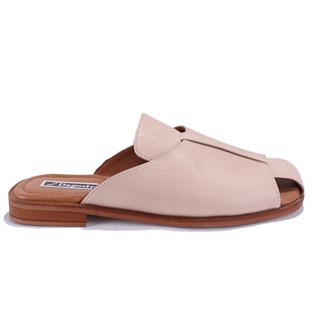 Dagoster DZA07-60216229 Bej Günlük Ortopedik Deri Spor Kadın Terlik