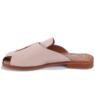 Dagoster DZA07-60216229 Bej Günlük Ortopedik Deri Spor Kadın Terlik